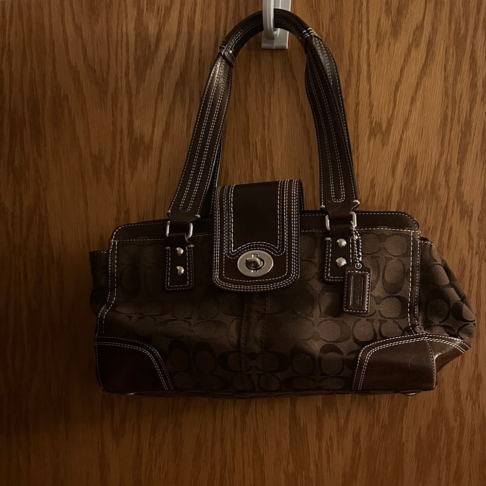 Coach Dark Brown Signature Shoulder Bag